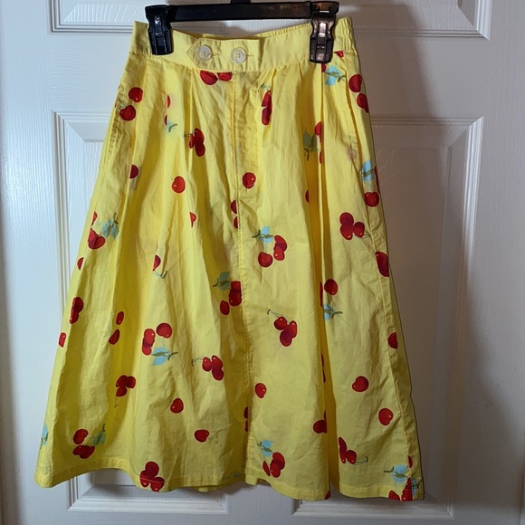Modcloth Yellow Cherry Working for the Long Weekend A-Line Skirt Size XS - Picture 4 of 11
